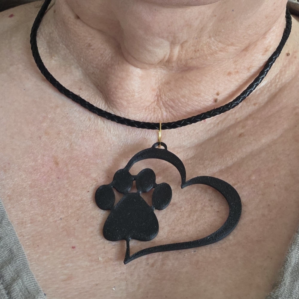 Choice of Paw Print Heart 3-D Necklace
